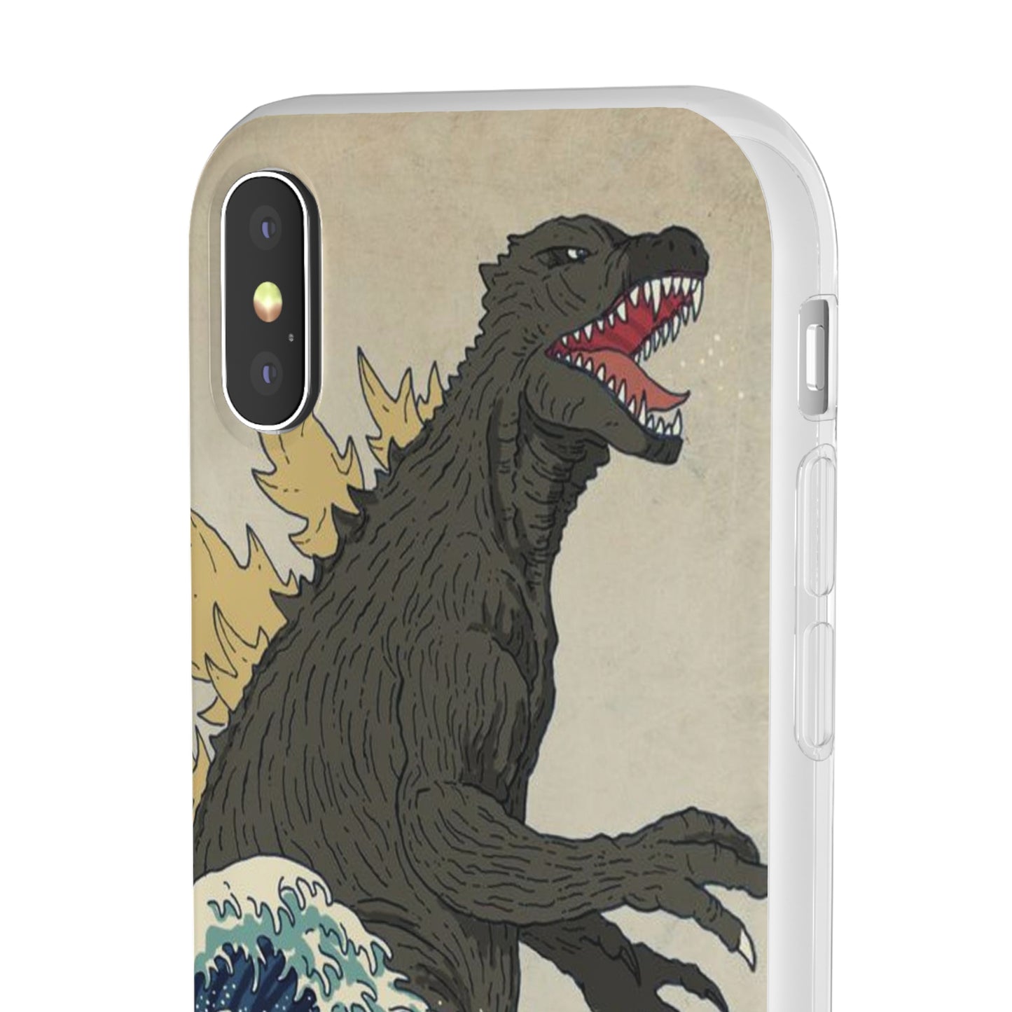 Godzilla in Hokusai Great Wave Flexi Phone Case - Stylish and Protective