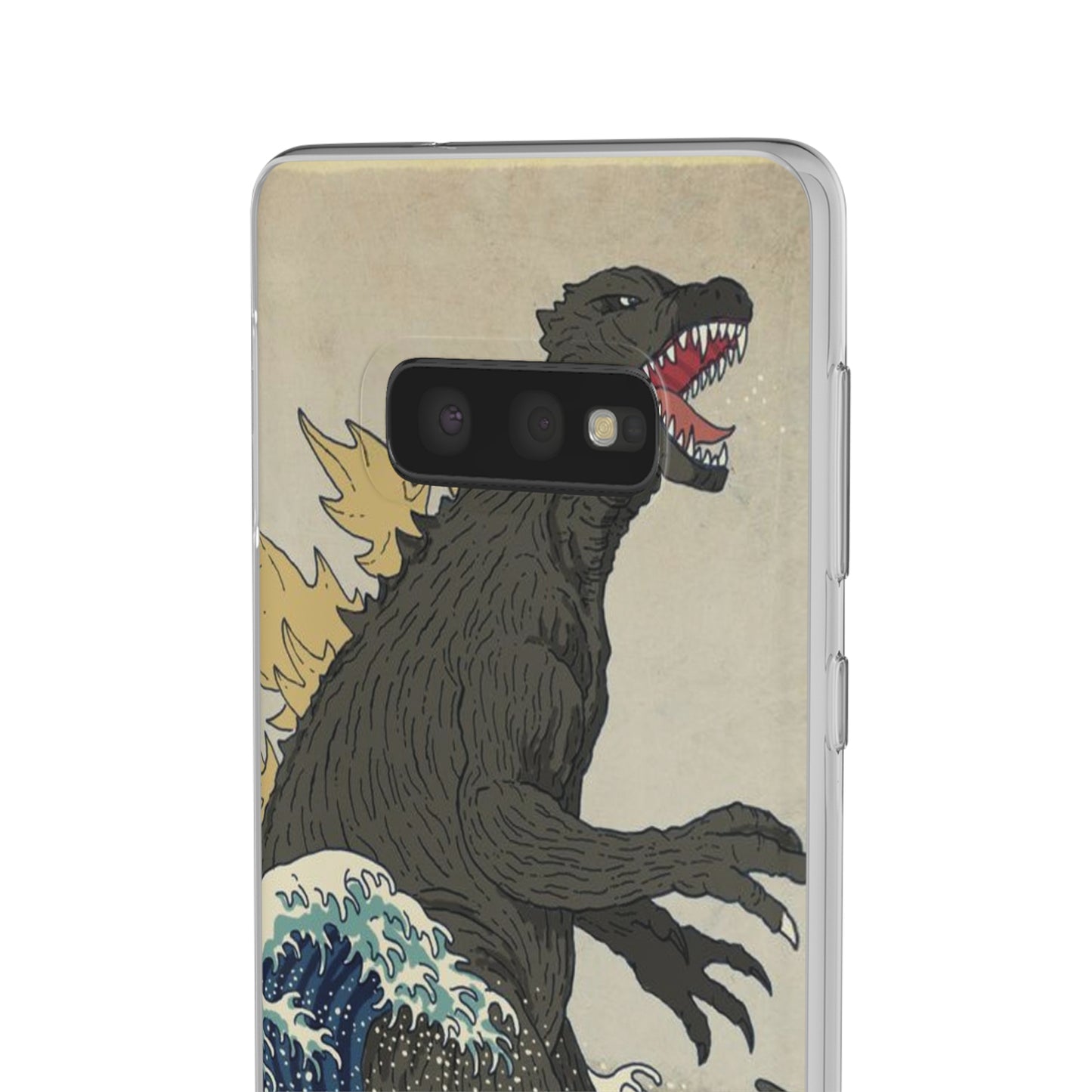 Godzilla in Hokusai Great Wave Flexi Phone Case - Stylish and Protective