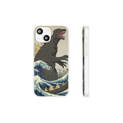 Godzilla in Hokusai Great Wave Flexi Phone Case - Stylish and Protective