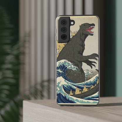 Godzilla in Hokusai Great Wave Flexi Phone Case - Stylish and Protective