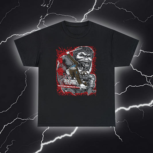 Clash of Titans: Beast Titan vs. Levi Ackerman Graphic T-Shirt - Witness the Epic Battle!