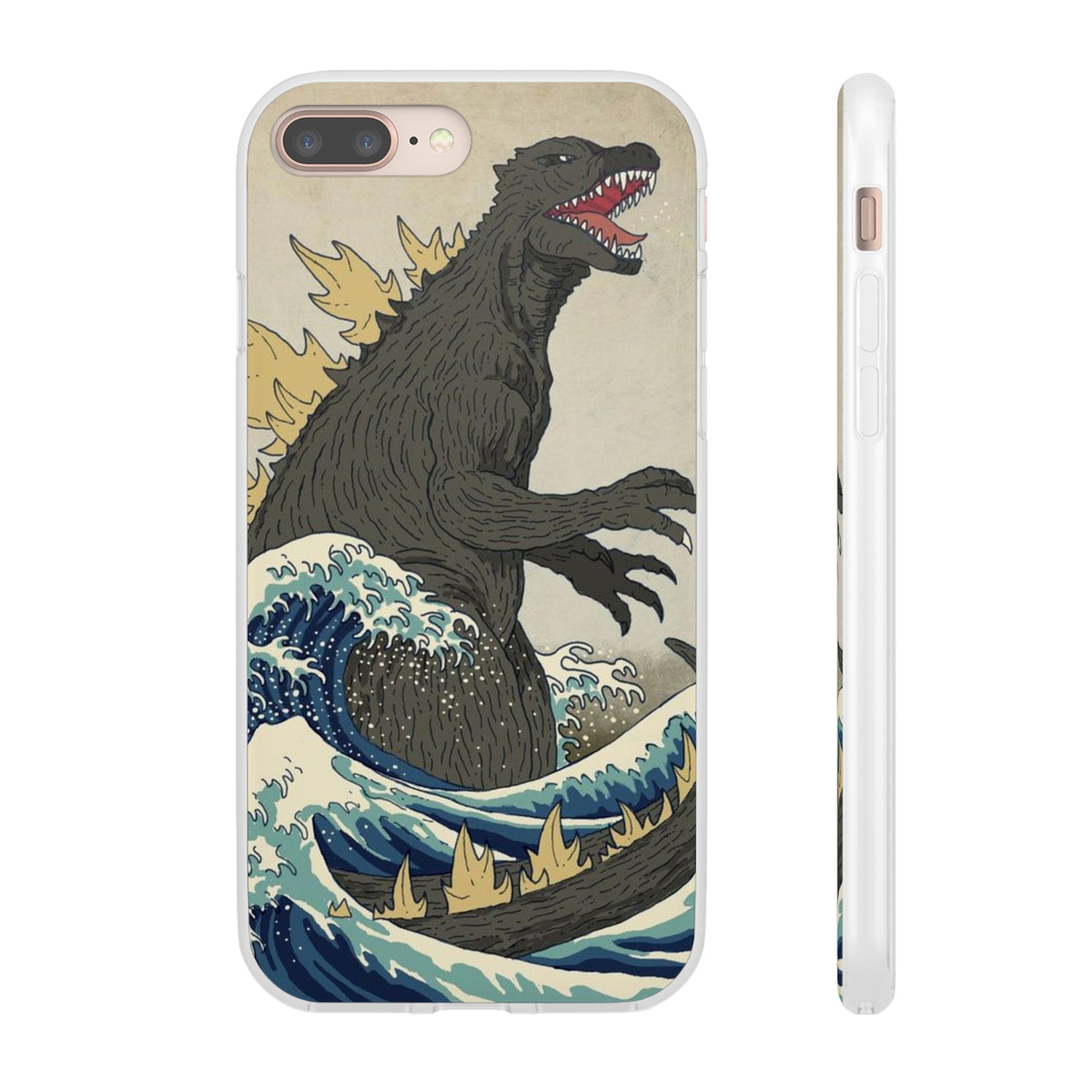 Godzilla in Hokusai Great Wave Flexi Phone Case - Stylish and Protective