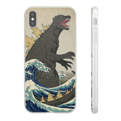 Godzilla in Hokusai Great Wave Flexi Phone Case - Stylish and Protective