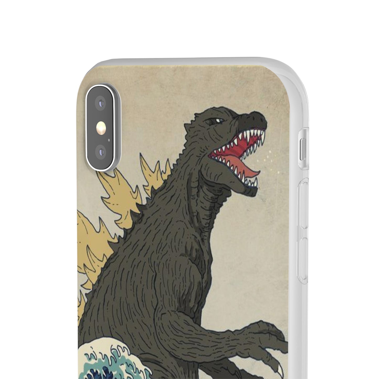 Godzilla in Hokusai Great Wave Flexi Phone Case - Stylish and Protective