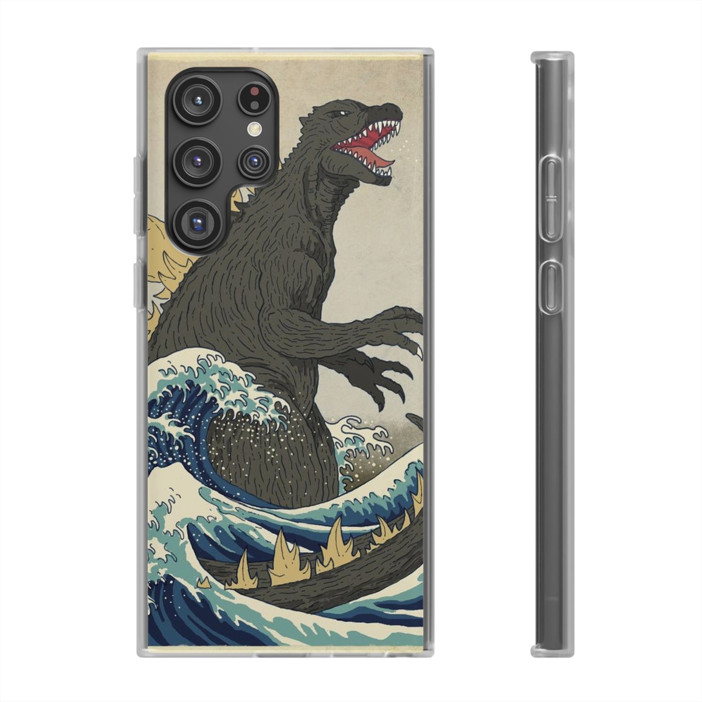 Godzilla in Hokusai Great Wave Flexi Phone Case - Stylish and Protective