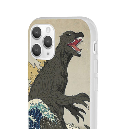 Godzilla in Hokusai Great Wave Flexi Phone Case - Stylish and Protective