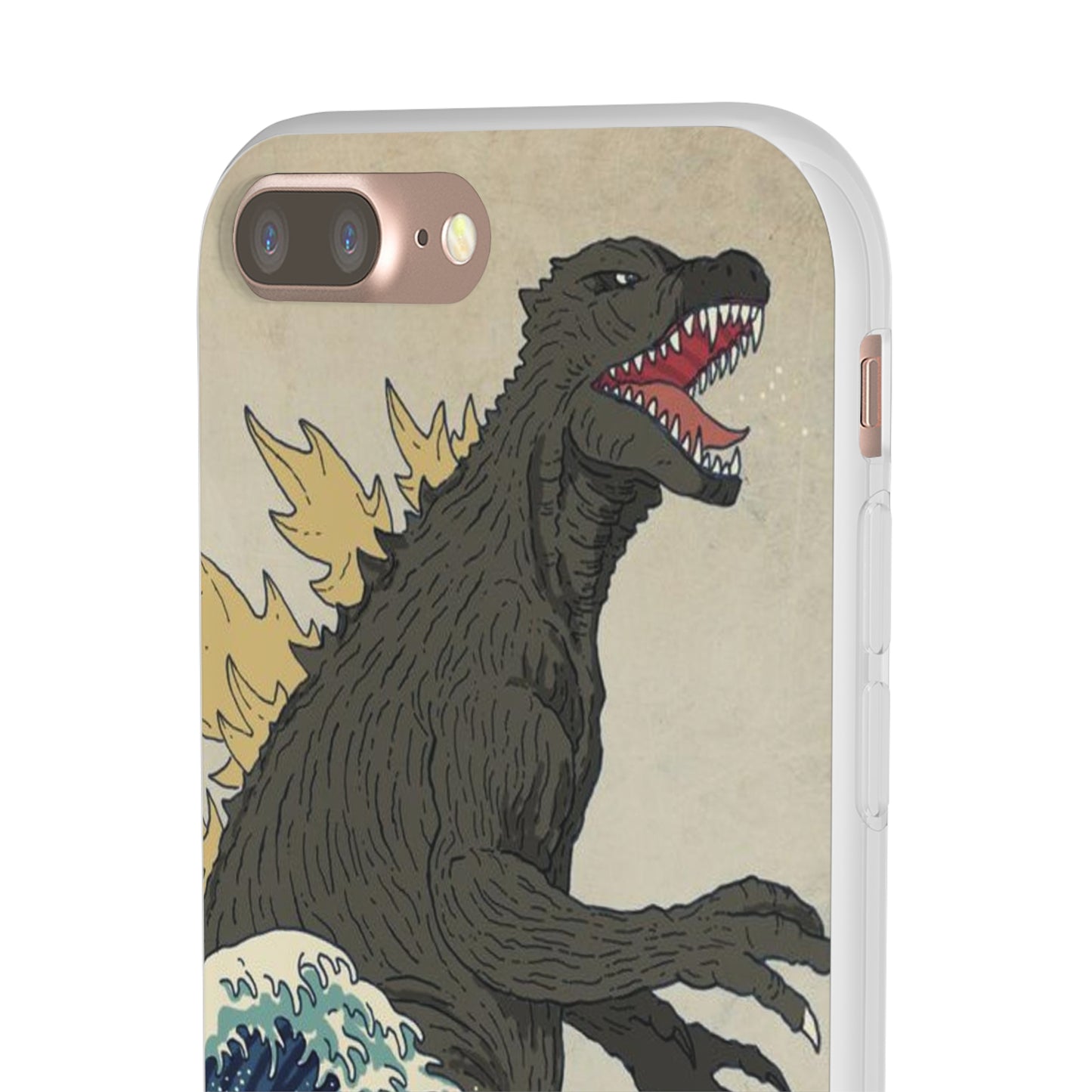 Godzilla in Hokusai Great Wave Flexi Phone Case - Stylish and Protective