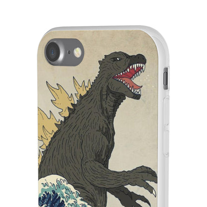 Godzilla in Hokusai Great Wave Flexi Phone Case - Stylish and Protective