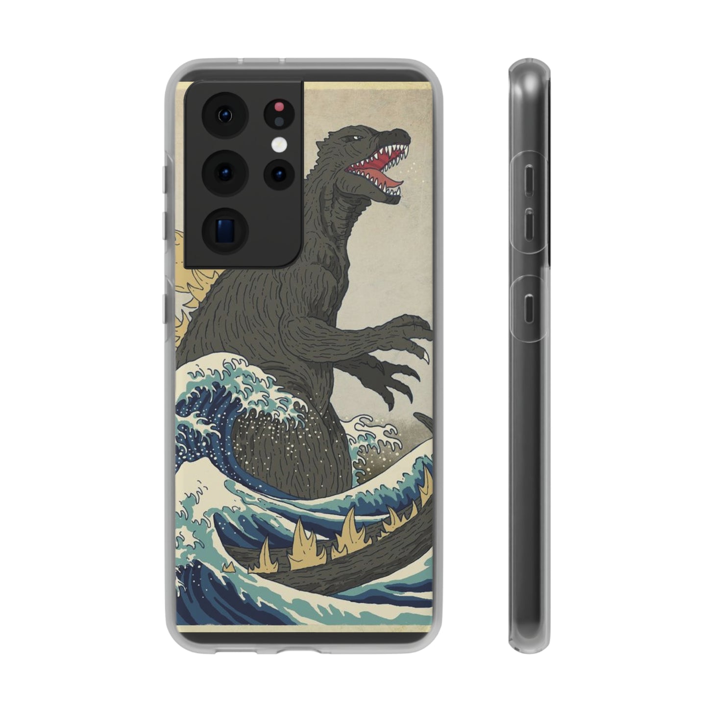 Godzilla in Hokusai Great Wave Flexi Phone Case - Stylish and Protective