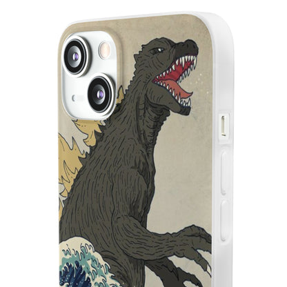 Godzilla in Hokusai Great Wave Flexi Phone Case - Stylish and Protective