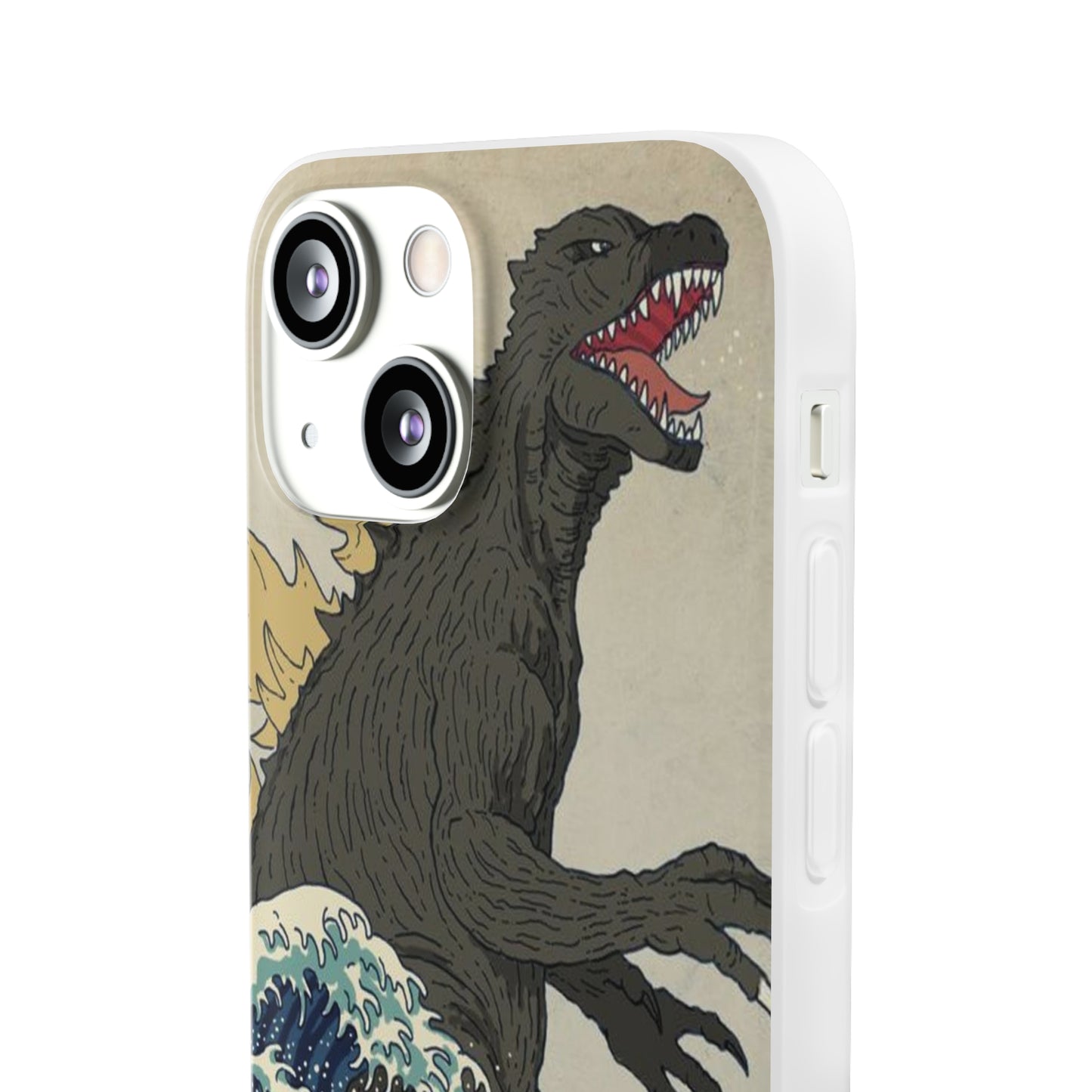 Godzilla in Hokusai Great Wave Flexi Phone Case - Stylish and Protective