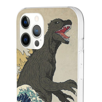 Godzilla in Hokusai Great Wave Flexi Phone Case - Stylish and Protective