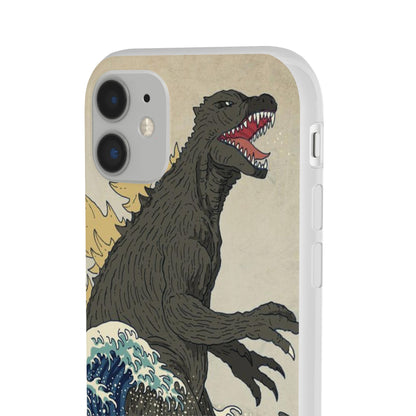 Godzilla in Hokusai Great Wave Flexi Phone Case - Stylish and Protective