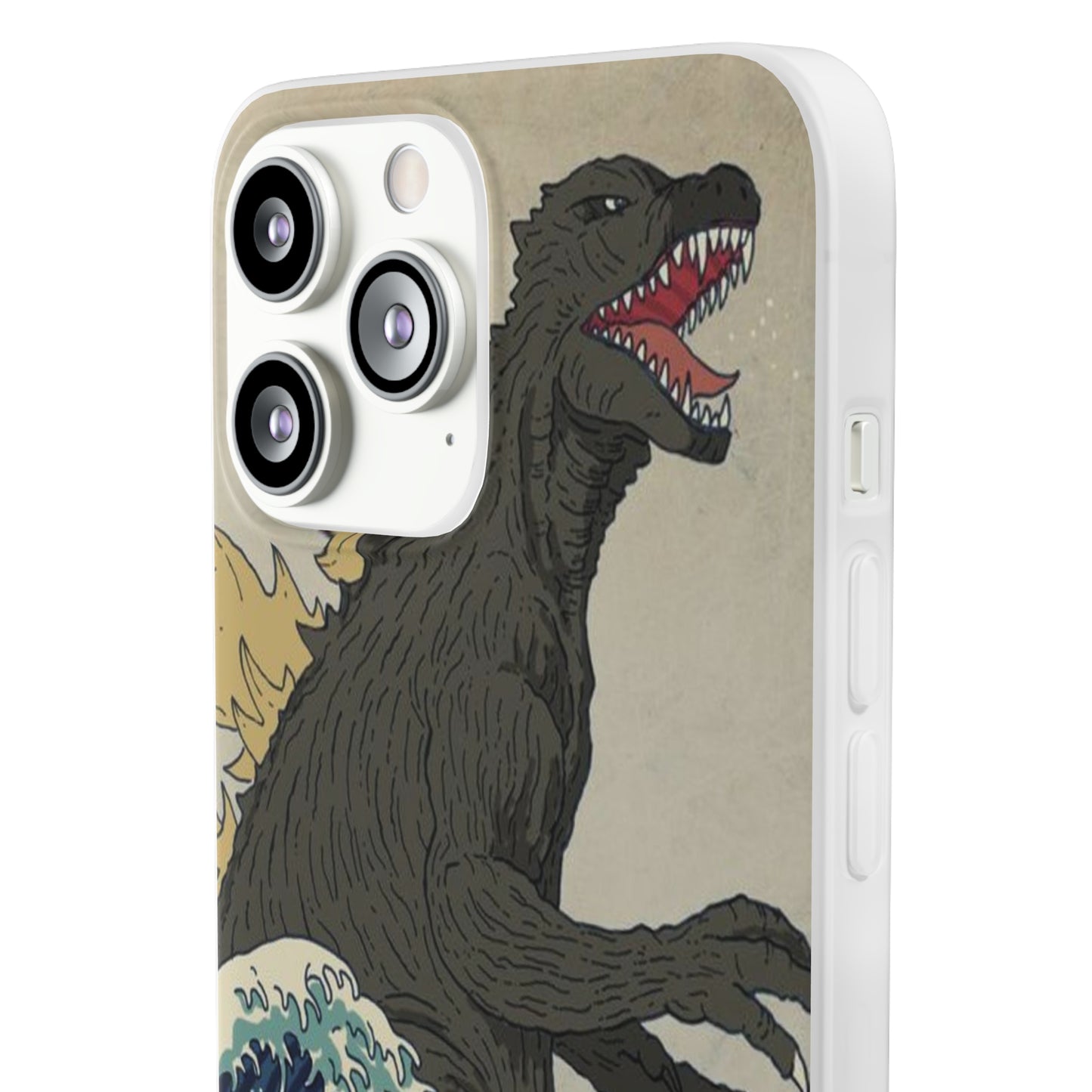 Godzilla in Hokusai Great Wave Flexi Phone Case - Stylish and Protective