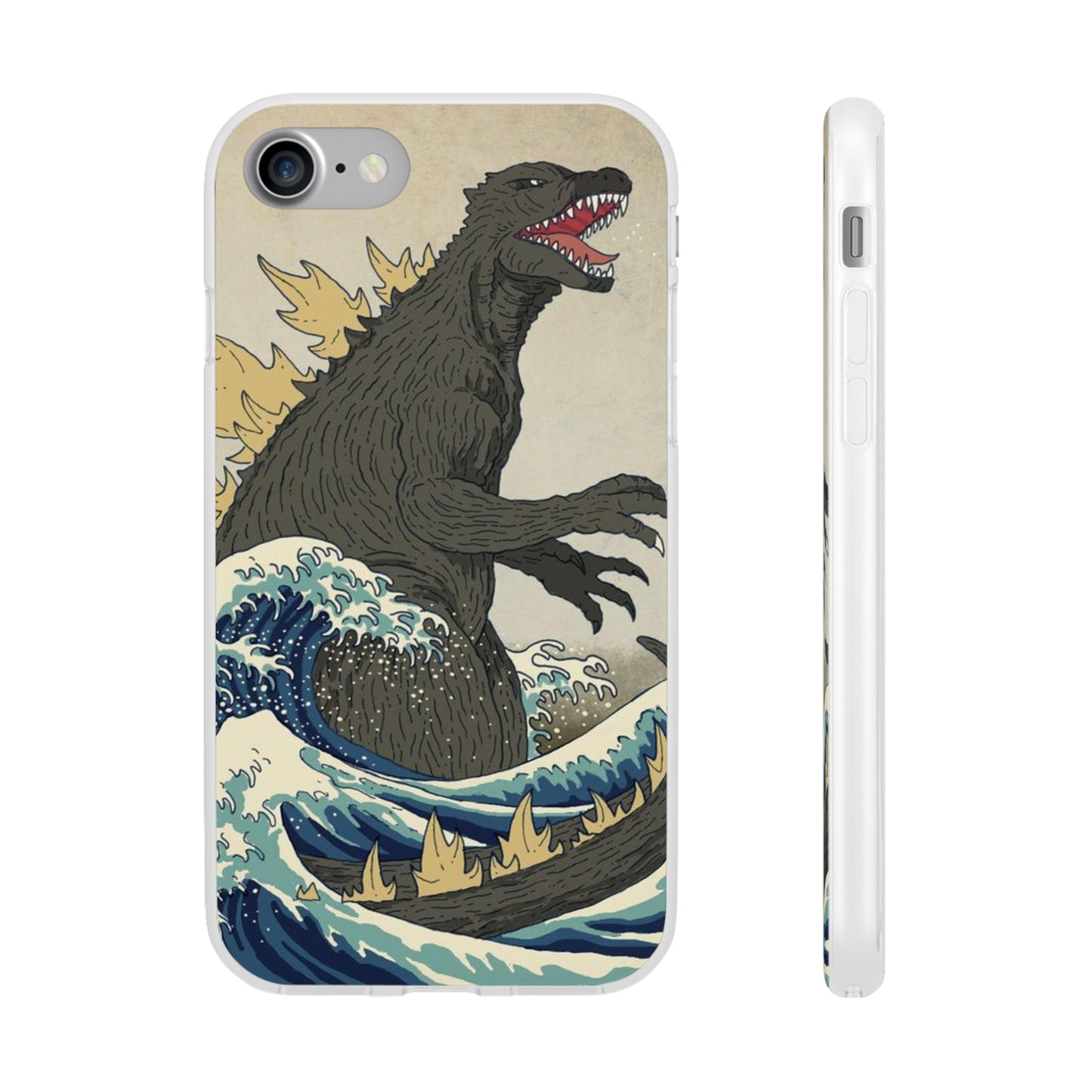 Godzilla in Hokusai Great Wave Flexi Phone Case - Stylish and Protective