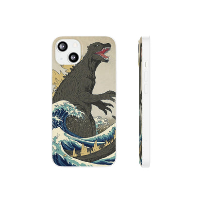 Godzilla in Hokusai Great Wave Flexi Phone Case - Stylish and Protective