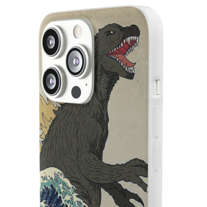 Godzilla in Hokusai Great Wave Flexi Phone Case - Stylish and Protective