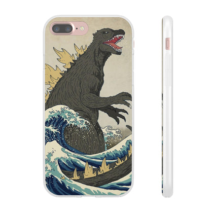 Godzilla in Hokusai Great Wave Flexi Phone Case - Stylish and Protective