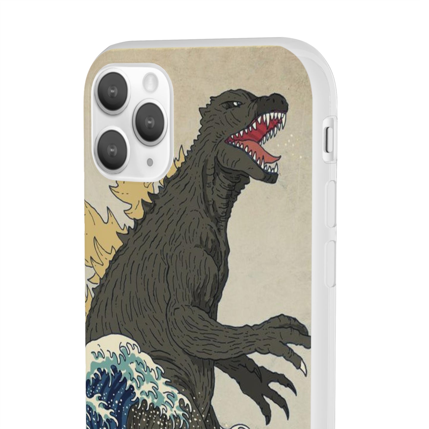 Godzilla in Hokusai Great Wave Flexi Phone Case - Stylish and Protective