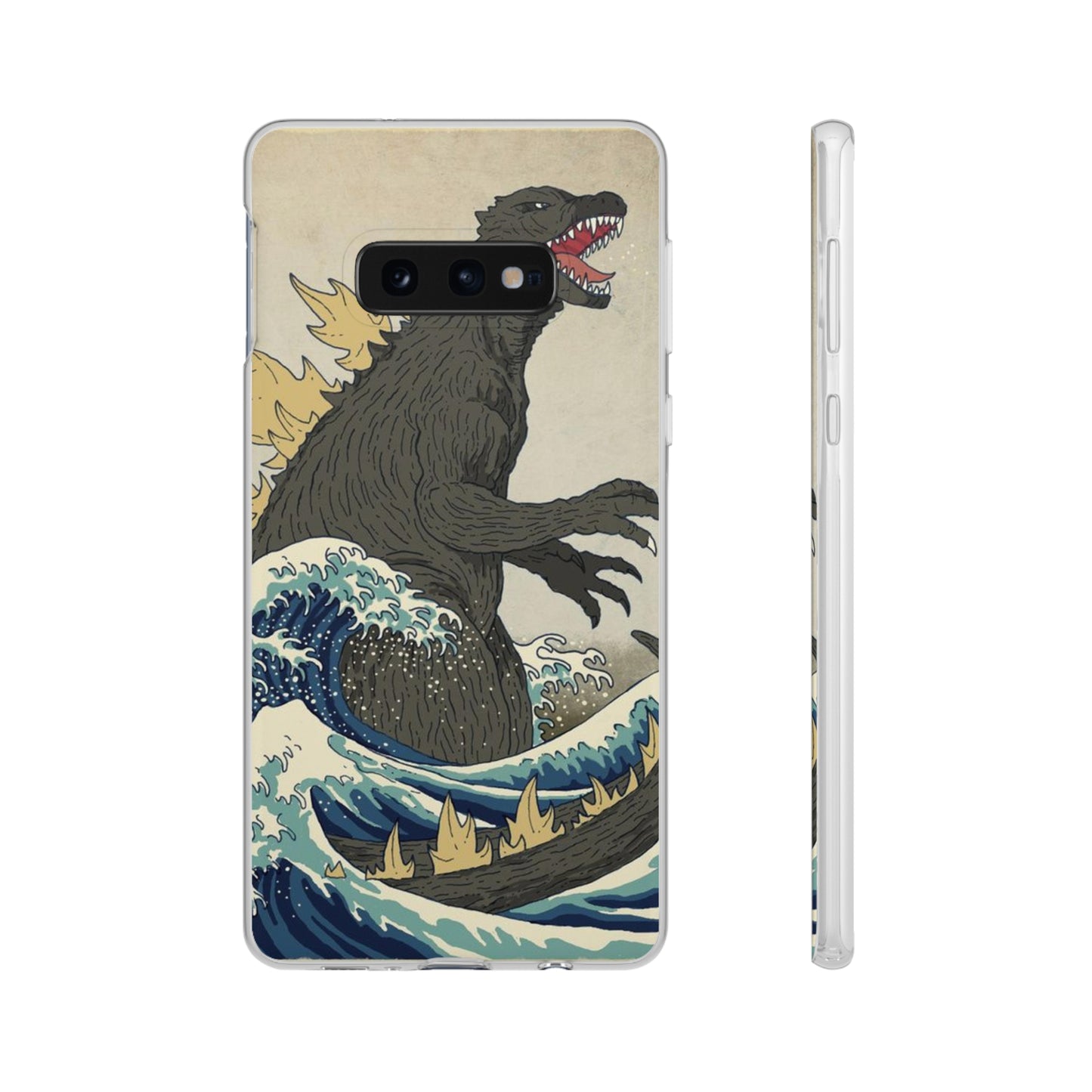 Godzilla in Hokusai Great Wave Flexi Phone Case - Stylish and Protective