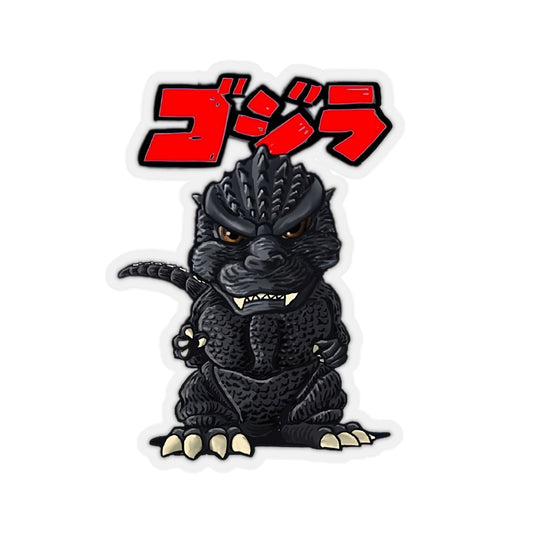 Serious Godzilla Cartoon Graphic Sticker - Bold and Majestic Design