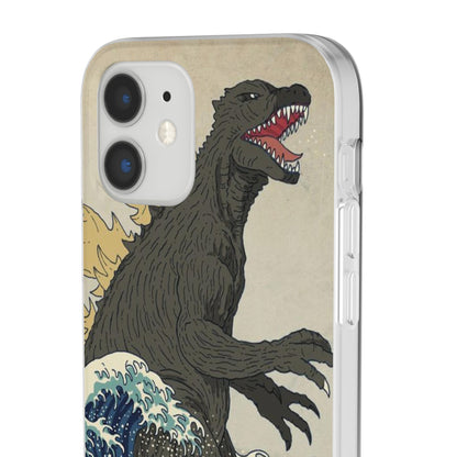 Godzilla in Hokusai Great Wave Flexi Phone Case - Stylish and Protective