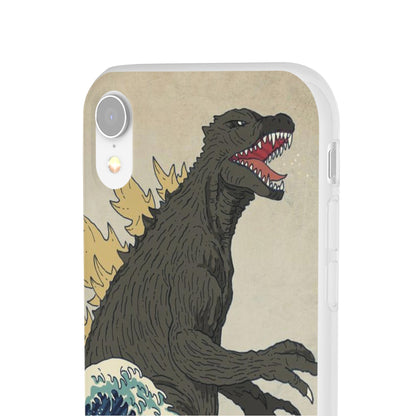 Godzilla in Hokusai Great Wave Flexi Phone Case - Stylish and Protective