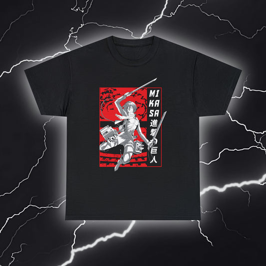 Wings of Freedom: Mikasa Ackerman Graphic Cotton Tee - Embrace the Strength Within!