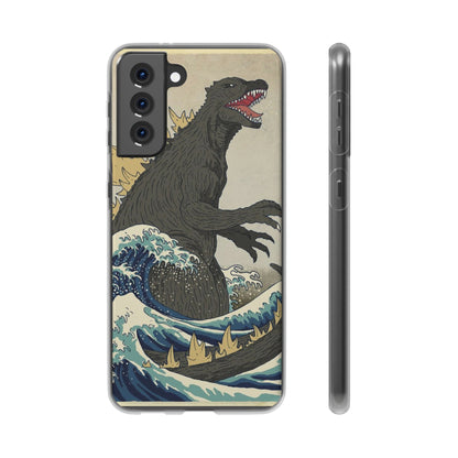 Godzilla in Hokusai Great Wave Flexi Phone Case - Stylish and Protective