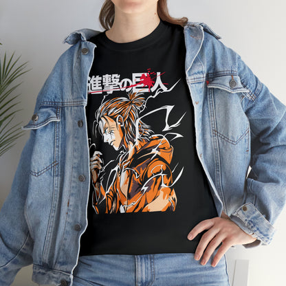 Titan's Wrath: Eren Yeager Transformation Graphic Cotton Tee - Unleash the Power Within!