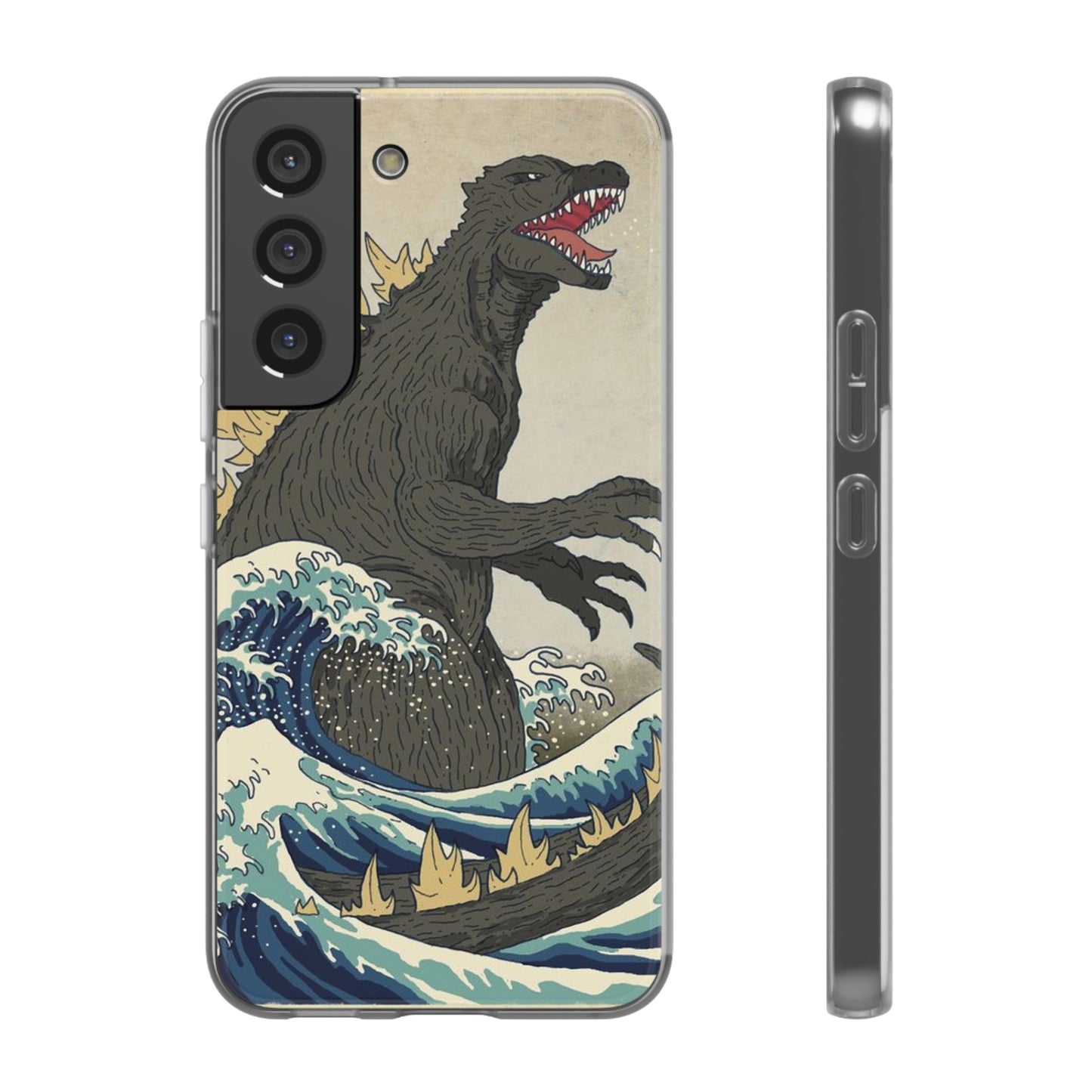 Godzilla in Hokusai Great Wave Flexi Phone Case - Stylish and Protective