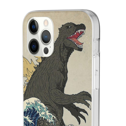 Godzilla in Hokusai Great Wave Flexi Phone Case - Stylish and Protective