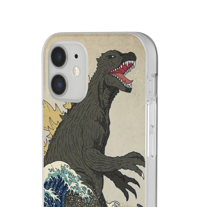 Godzilla in Hokusai Great Wave Flexi Phone Case - Stylish and Protective