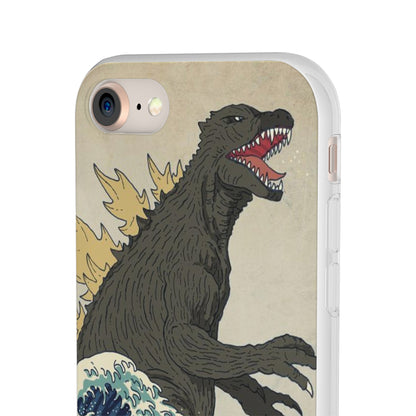 Godzilla in Hokusai Great Wave Flexi Phone Case - Stylish and Protective