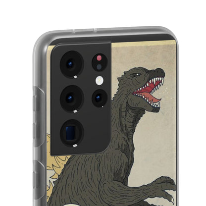 Godzilla in Hokusai Great Wave Flexi Phone Case - Stylish and Protective